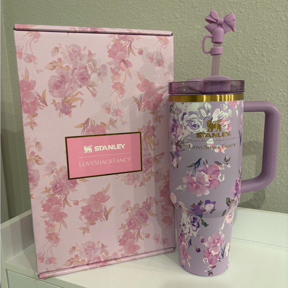LoveShackFancy Lavender Floral Stanley Travel Tumbler